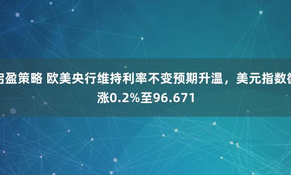 启盈策略 欧美央行维持利率不变预期升温，美元指数微涨0.2%至96.671